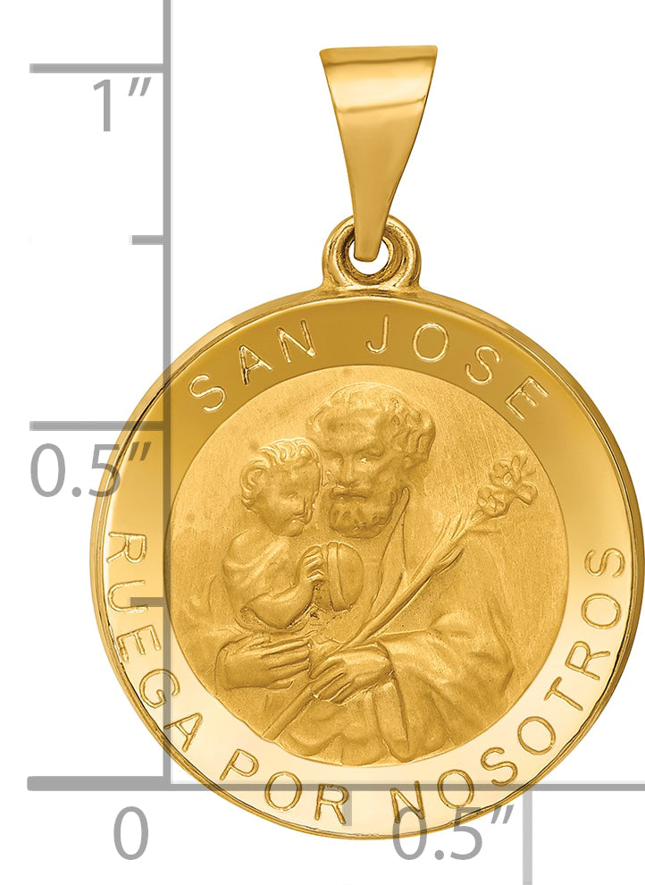 14K Polished/Satin Hollow Spanish San Jose Medal Pendant