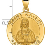 14K Polished / Satin St. Kateri Hollow Medal Pendant