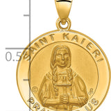 14K Polished / Satin St. Kateri Hollow Medal Pendant