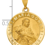 14K Polished / Satin St. Maria Goretti Hollow Medal Pendant