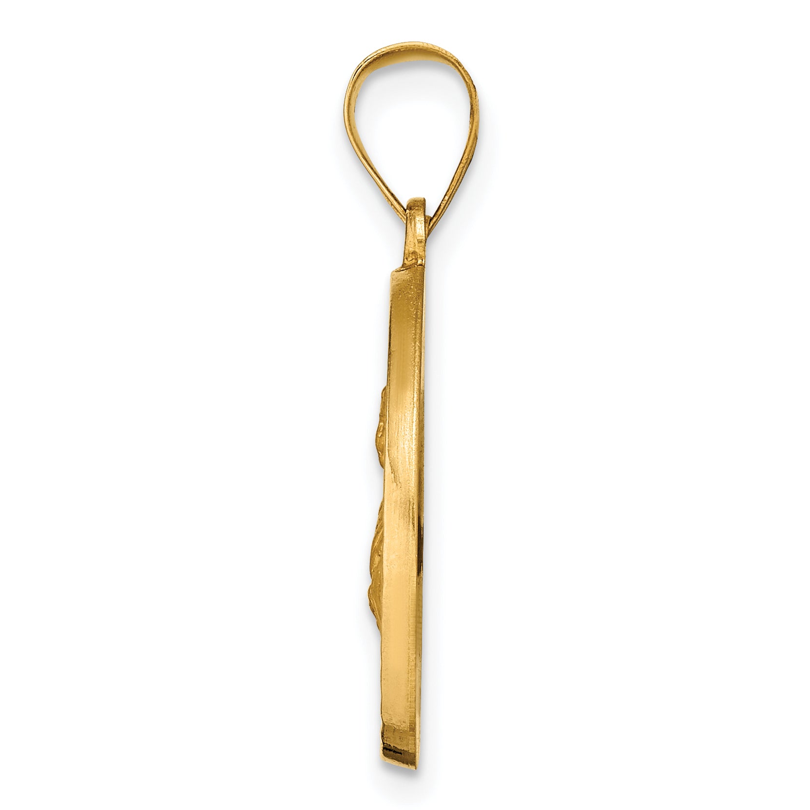 14K Polished / Satin Hollow Spanish St. Lucy Medal Pendant