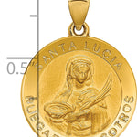 14K Polished / Satin Hollow Spanish St. Lucy Medal Pendant