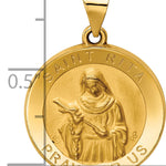 14K Polished / Satin St. Rita Hollow Medal Pendant