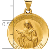 14K Polished / Satin St. Rita Hollow Medal Pendant
