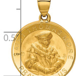 14K Polished / Satin St. Thomas More Hollow Medal Pendant