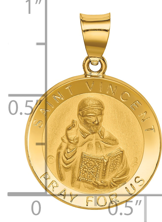 14K Polished / Satin St. Vincent Hollow Medal Pendant