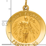 14k Solid Polished/Satin Round St. Florian Medal