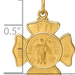 14k Solid Polished/Satin Small St. Florian Fire Dept. Badge Medal