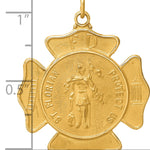 14k Solid Polished/Satin Large St. Florian Fire Dept. Badge Medal