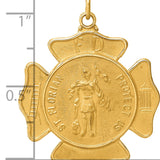 14k Solid Polished/Satin Large St. Florian Fire Dept. Badge Medal