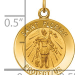 14k Solid Polished/Satin Small St. Florian Medal