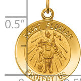 14k Solid Polished/Satin Small St. Florian Medal