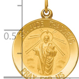 14k Solid Polished/Satin Small Round St. Jude Thaddeus Medal