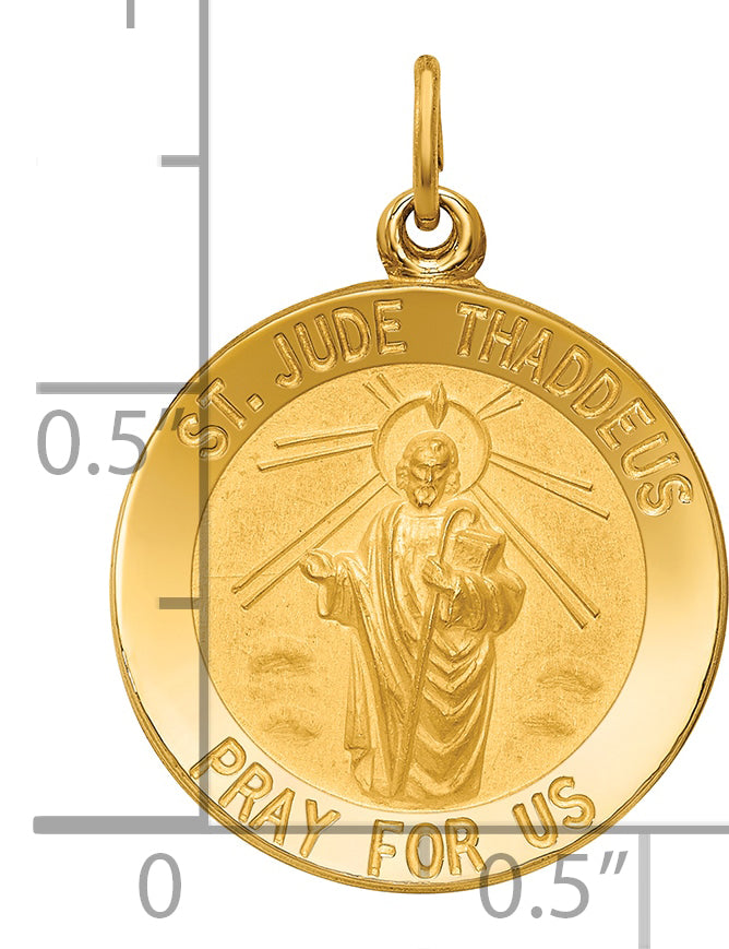 14k Solid Polished/Satin Small Round St. Jude Thaddeus Medal
