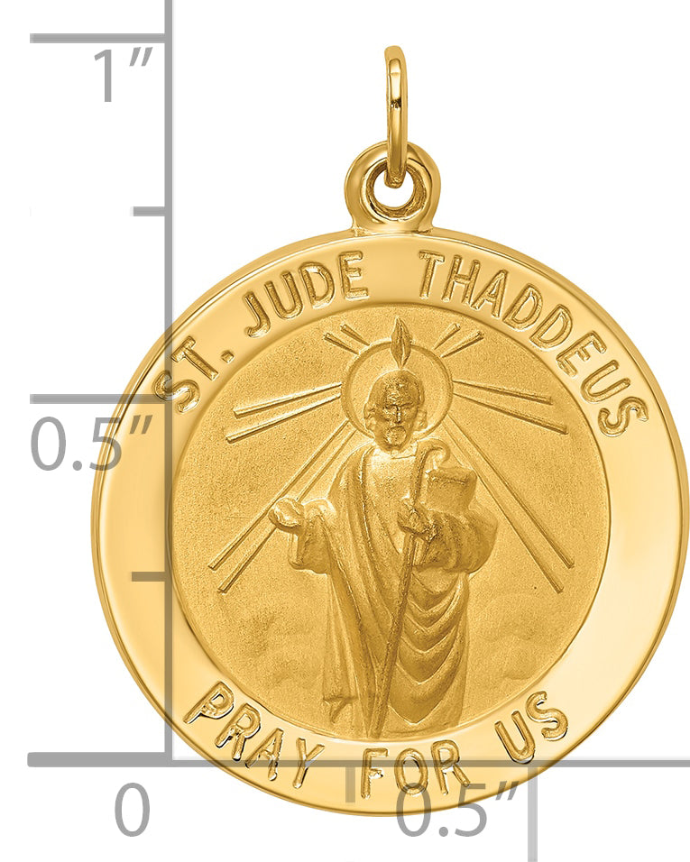 14k Solid Polished/Satin Medium Round St. Jude Thaddeus Medal
