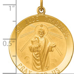 14k Solid Polished/Satin Large Round St. Jude Thaddeus Medal