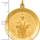 14k Solid Polished/Satin Large Round St. Jude Thaddeus Medal