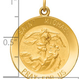 14k Solid Polished/Satin Medium Round St. Michael Medal
