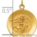 14k Solid Polished/Satin Small Round St. Michael Medal