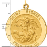 14k Solid Polished/Satin Large Round St. Michael Medal