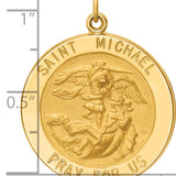 14k Solid Polished/Satin Large Round St. Michael Medal