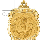 14k Solid Polished/Satin Small St. Michael Badge Medal