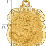 14k Solid Polished/Satin Large St. Michael Badge Medal