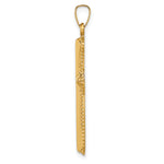 14k Hollow Polished Beaded Edge Cross