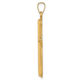 14k Hollow Polished Beaded Edge Cross
