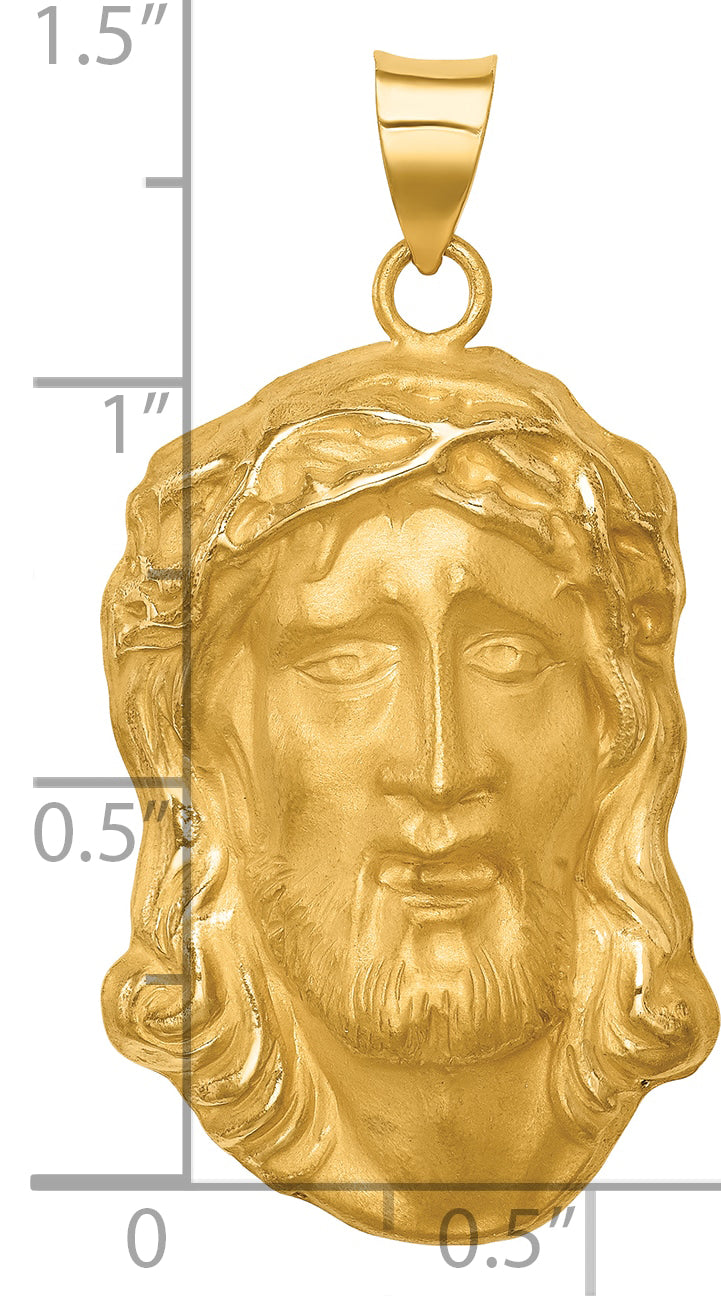 14k Hollow Polished/Satin Large Jesus Medal