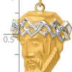 14K Hollow Polished/Satin w/Rhodium Large Jesus Medal