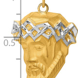 14K Hollow Polished/Satin w/Rhodium Large Jesus Medal