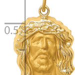 14k Hollow Polished/Satin Medium Jesus Medal
