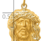 14k Hollow Polished/Satin Medium Jesus Medal