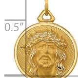 14k Polished/Satin Small Round Jesus Medal