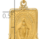 14K Solid Polished/Satin Rectangle Framed Miraculous Medal