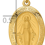 14k Solid Polished and Satin Oval Miraculous Medal