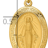 14k Solid Polished and Satin Oval Miraculous Medal