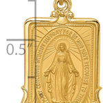 14k Solid Polished/Satin Large Rectangle Framed Miraculous Medal