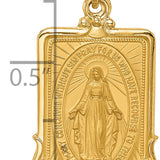 14k Solid Polished/Satin Large Rectangle Framed Miraculous Medal