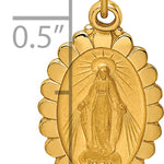 14k Solid Polished/Satin Small Oval Scalloped Miraculous Medal