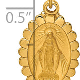 14k Solid Polished/Satin Small Oval Scalloped Miraculous Medal