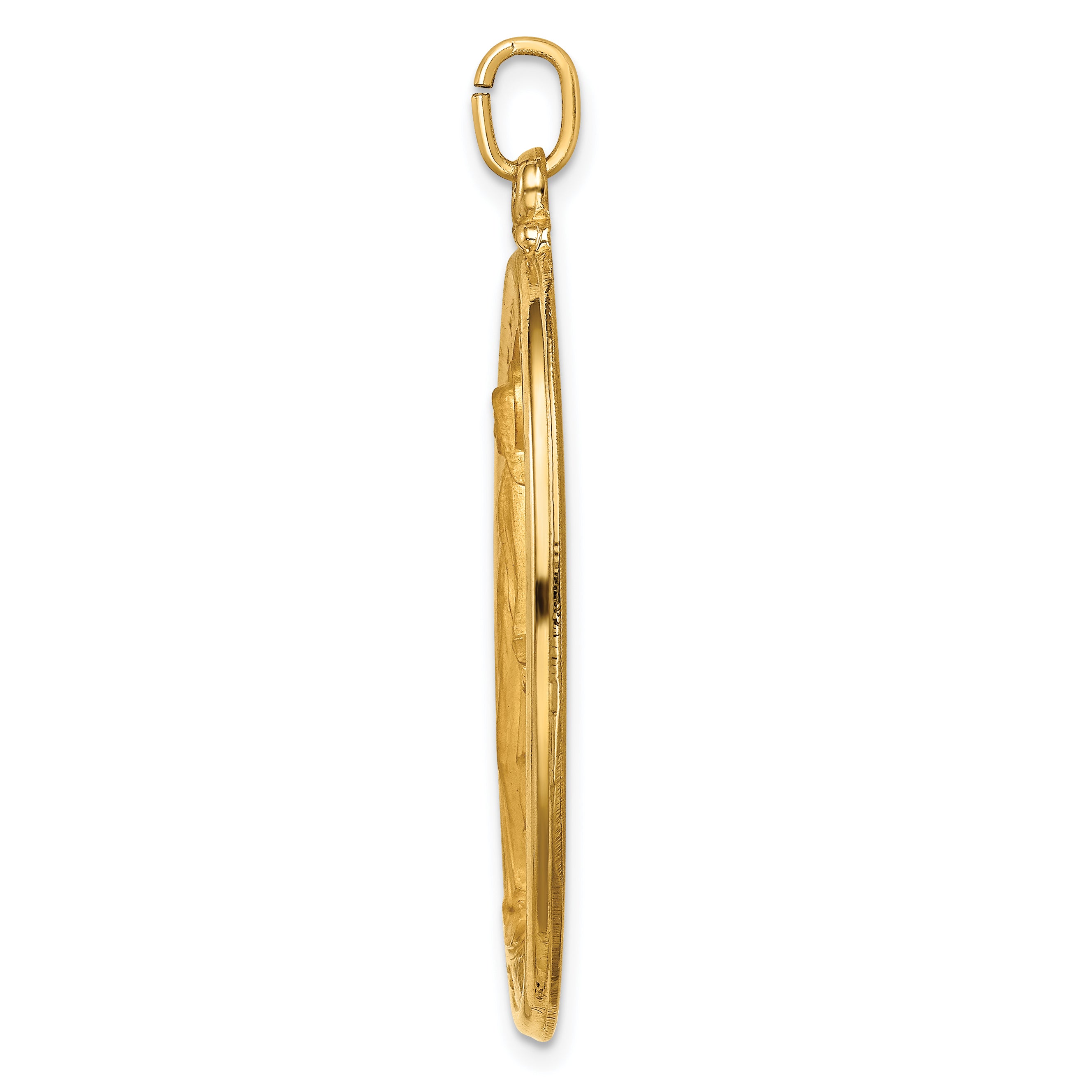 14k Solid Polished/Satin Extra Large Oval Miraculous Medal