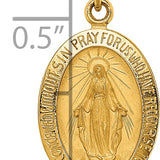 14k Solid Polished/Satin Small Oval Miraculous Medal