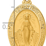 14k Solid Polished/Satin Medium Oval Miraculous Medal