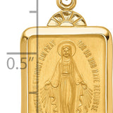 14k Solid Polished/Satin Rectangle w/Fan Top Miraculous Medal