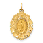 14k Solid Polished/Satin Small Fancy Oval Miraculous Medal