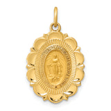 14k Solid Polished/Satin Small Fancy Oval Miraculous Medal