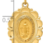 14k Solid Polished/Satin Small Fancy Oval Miraculous Medal