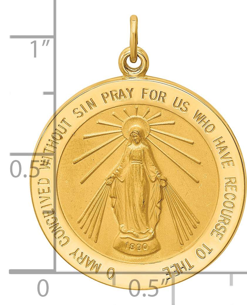 14k Solid Polished/Satin Round Miraculous Medal